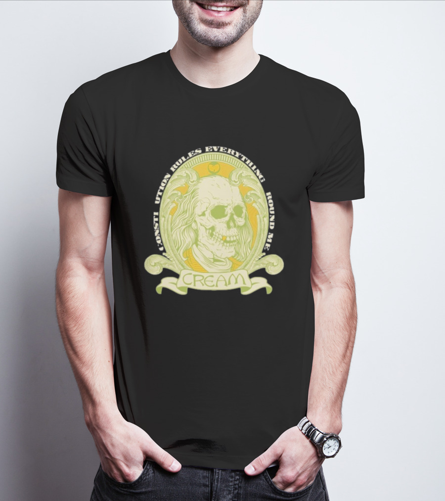 Wu-Tang Clan Constitution Rules Everything Around Me Skull Cream T-Shirt