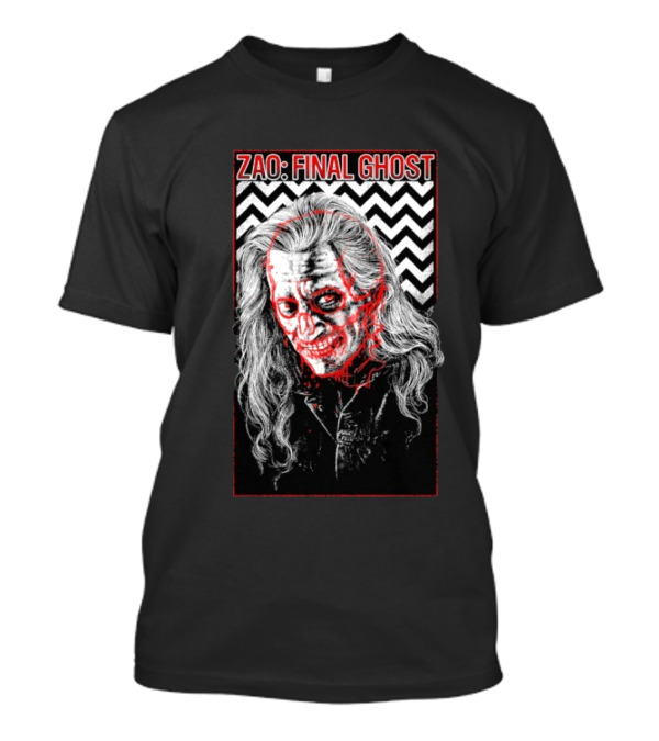 Zao Final Ghost Horror Skull Long Hair Chevron Background T-Shirt