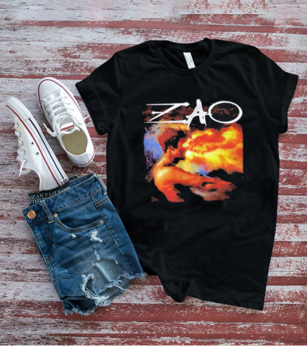 Zao Fiery Abstract Artwork With Dynamic Earth Tones T-Shirt