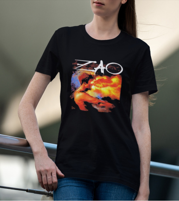 Zao Fiery Abstract Artwork With Dynamic Earth Tones T-Shirt