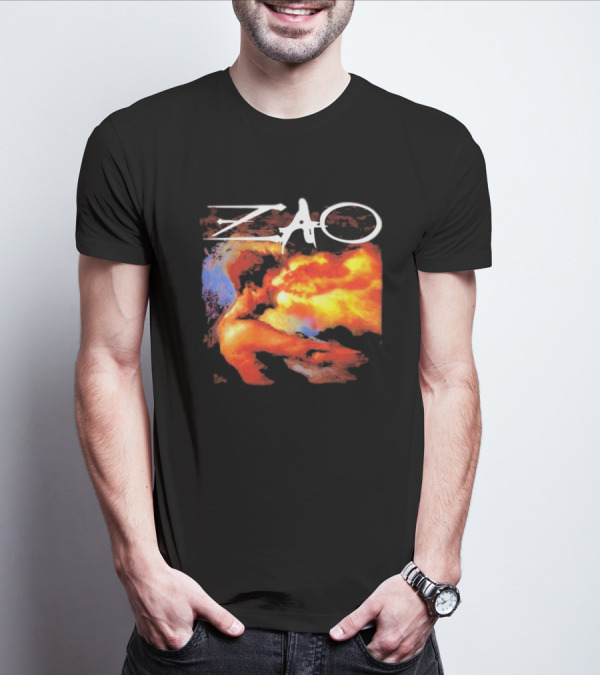 Zao Fiery Abstract Artwork With Dynamic Earth Tones T-Shirt