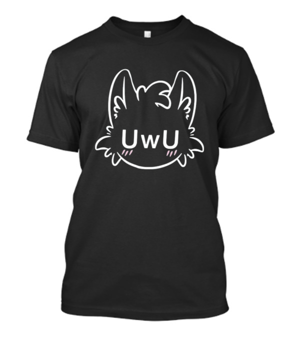 UWU Zoeybuttons Wolf Face Outline With Ears And Blush Marks T-Shirt