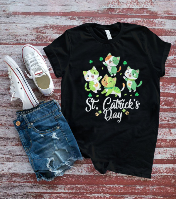St Catricks Day Cats St Patricks Day Cat Lover St Pattys T-Shirt