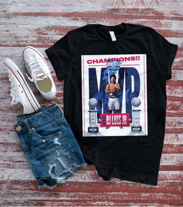 St John’s Red Storm Men’s Basketball 2025 Big East Champions MVP #12 RJ Luis Jr Tournament T-Shirt