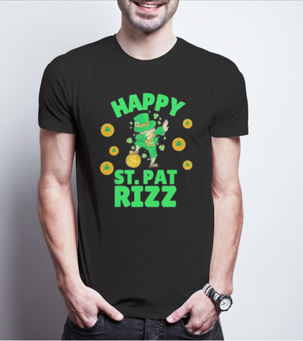 Happy St. Pat Rizz Leprechaun Coins And Shamrocks T-Shirt