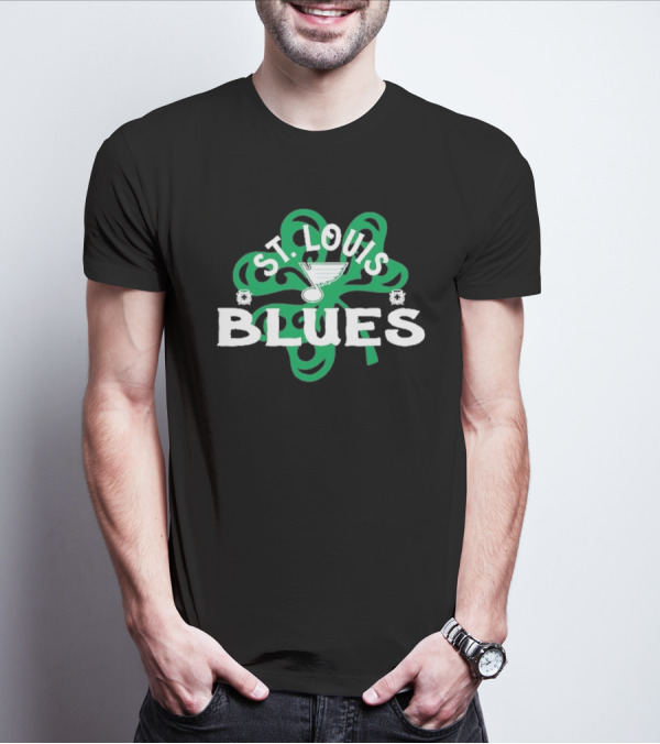 St. Louis Blues St. Patrick’s Day Shamrock Emblem T-Shirt