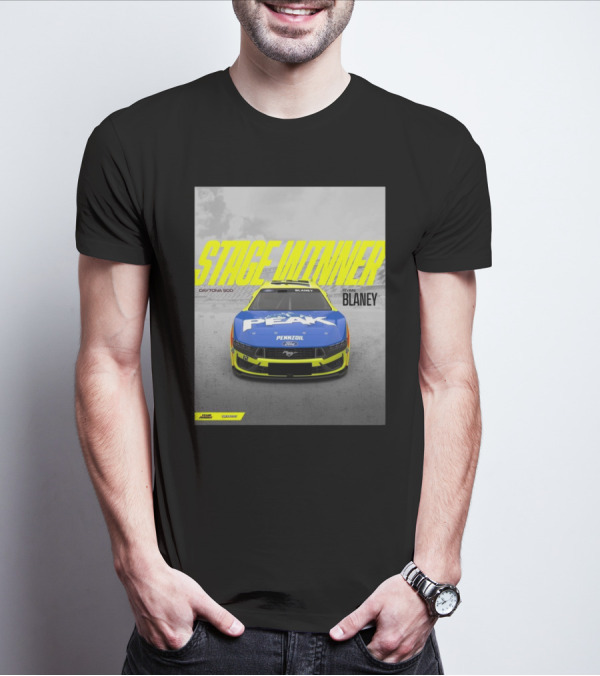 Stage Winner Daytona 500 Ryan Blaney Peak Pennzoil Ford Mustang Team Penske T-Shirt