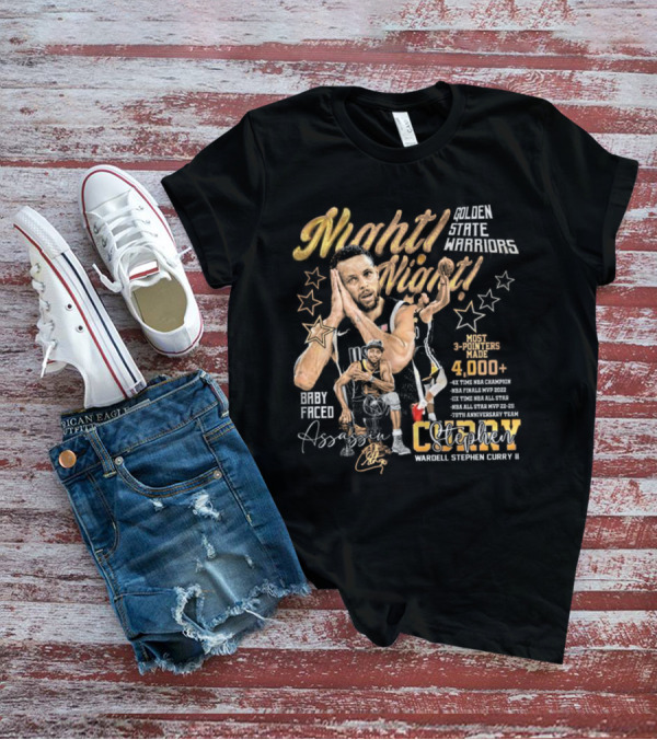 Night Night Baby Faced Stephen Curry Signature Golden State Warriors 3 Pointer Record T-Shirt