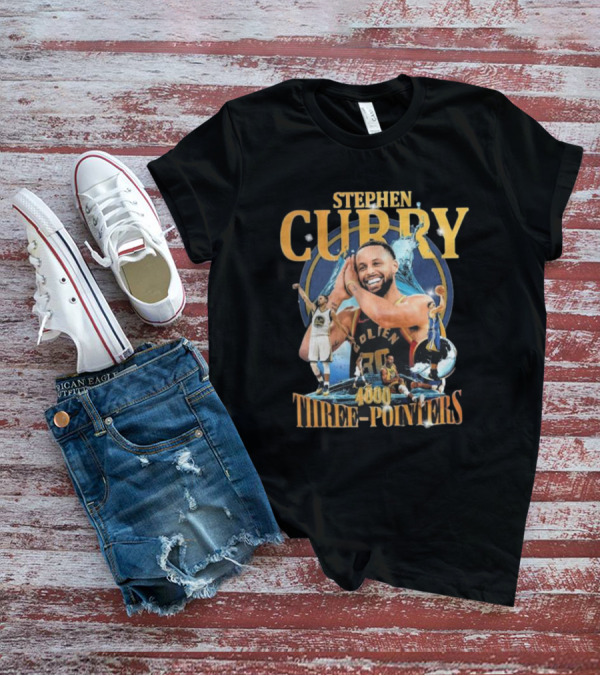 Stephen Curry Golden State 4000 Three-Pointers Celebration T-Shirt