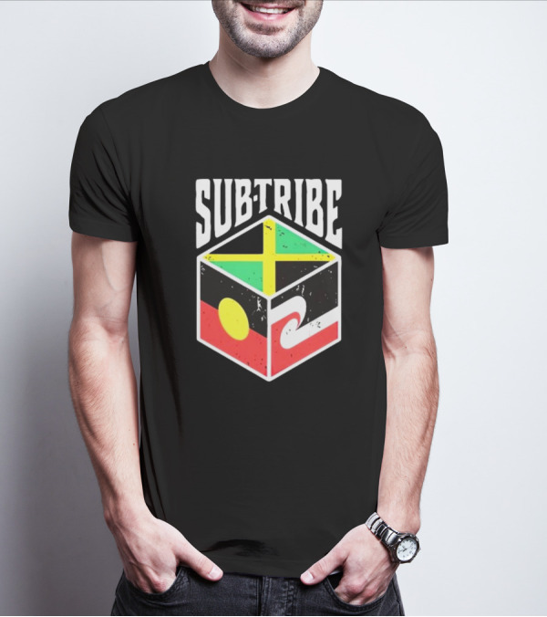 SUB-TRIBE Flag Cube With Aboriginal Jamaica Maori Colors T-Shirt