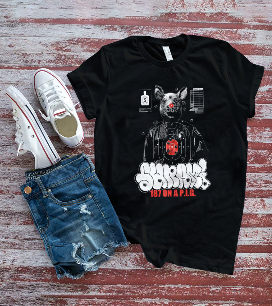 Sunami Pig 187 Target Shooting Pig Design T-Shirt
