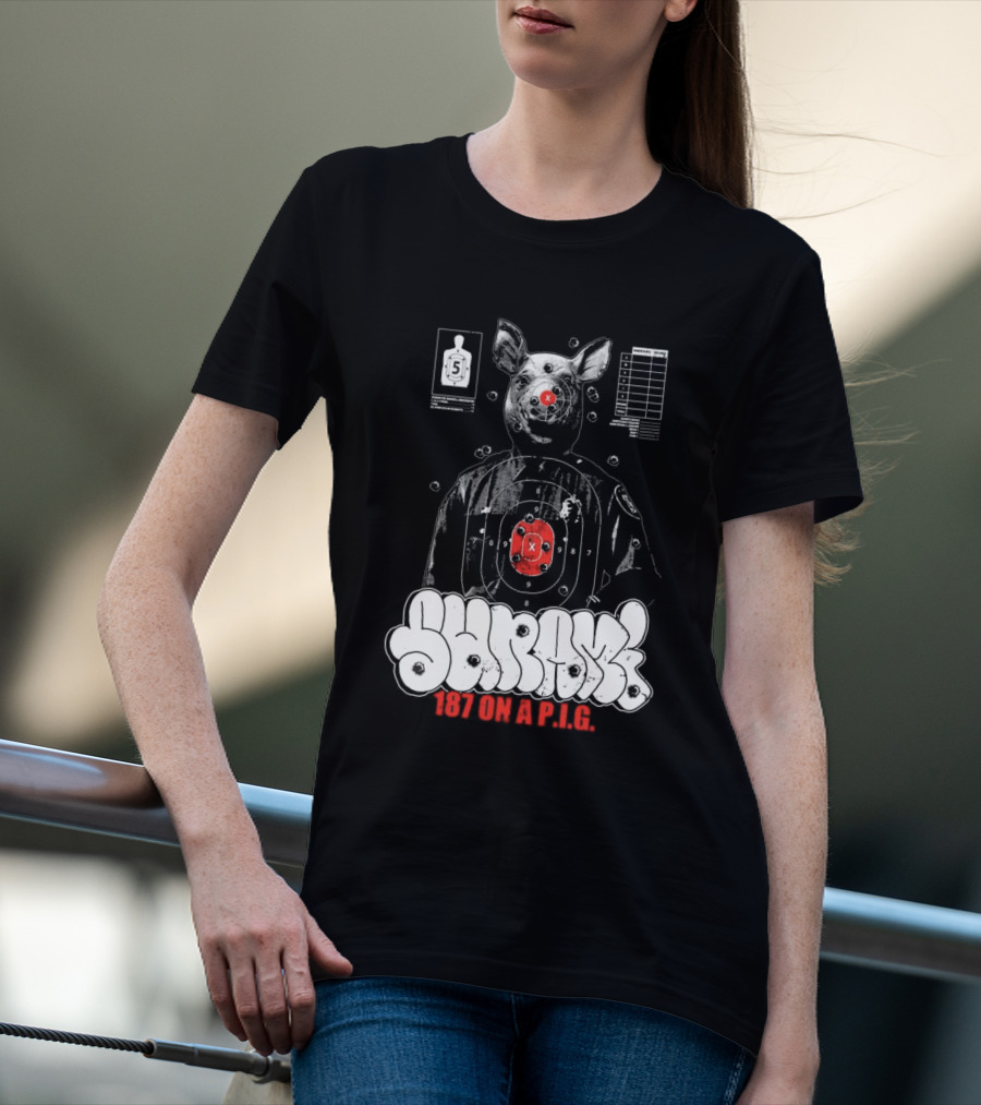 Sunami Pig 187 Target Shooting Pig Design T-Shirt