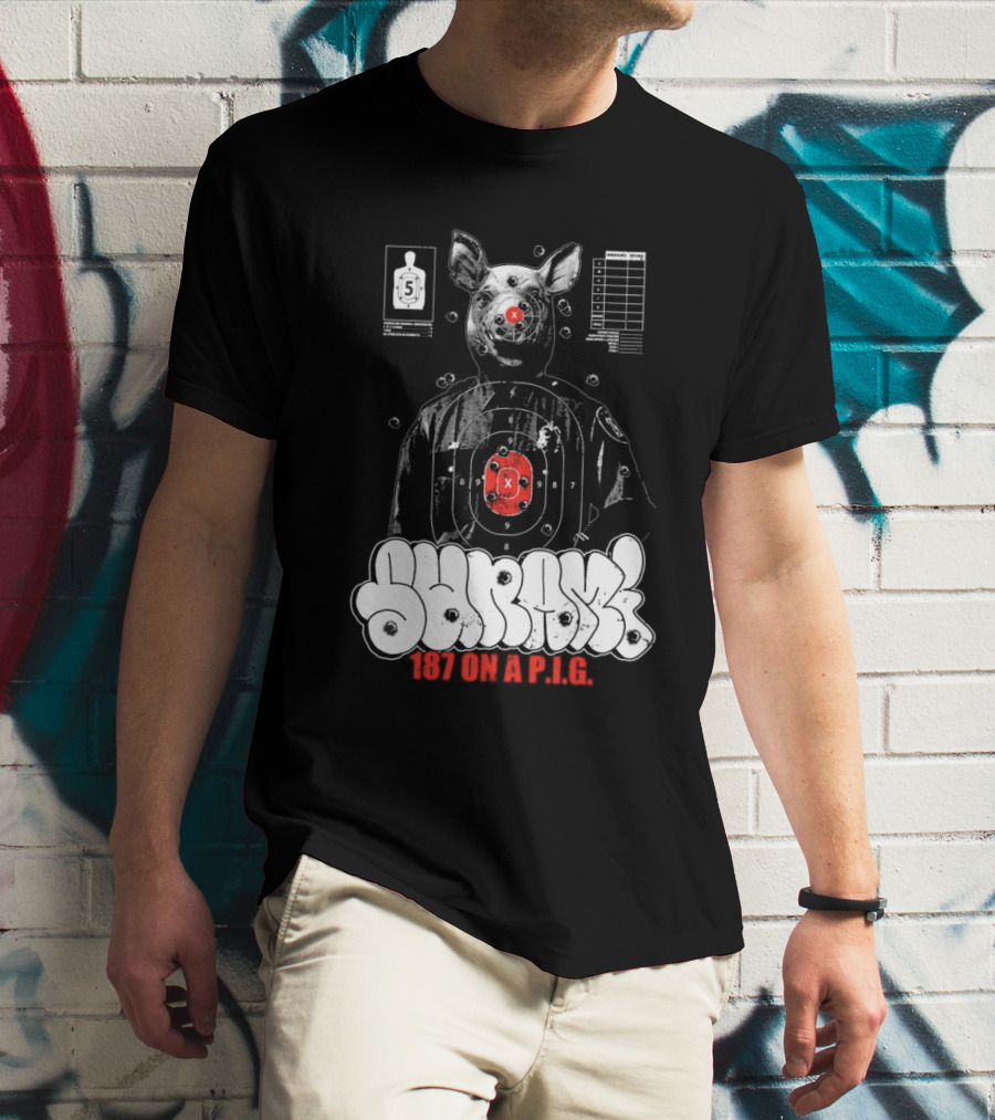 Sunami Pig 187 Target Shooting Pig Design T-Shirt