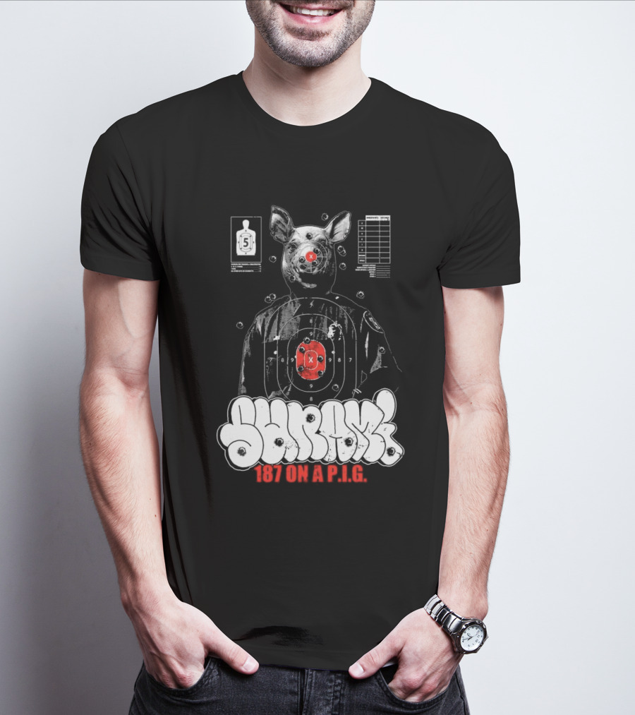 Sunami Pig 187 Target Shooting Pig Design T-Shirt