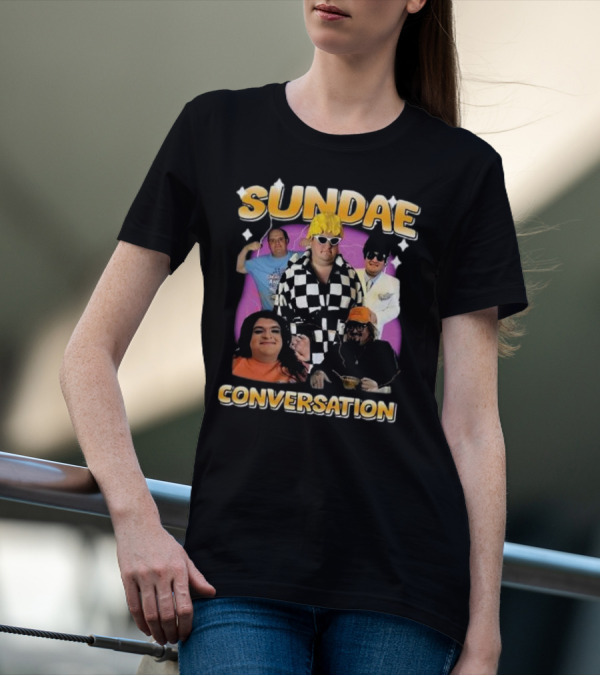 Sundae Conversation Glenny Balls Group Costume In Checkered And Colorful Attire T-Shirt