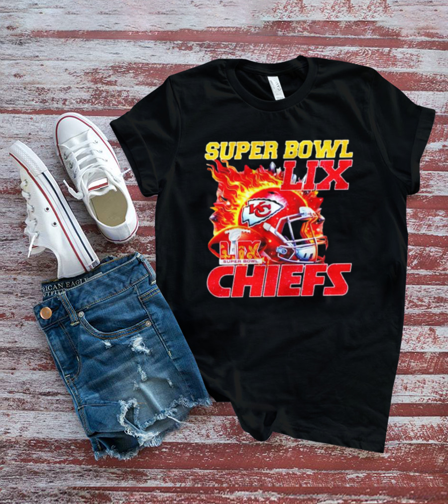 Super Bowl LIX Kansas City Chiefs Flaming Helmet Chiefs T-Shirt