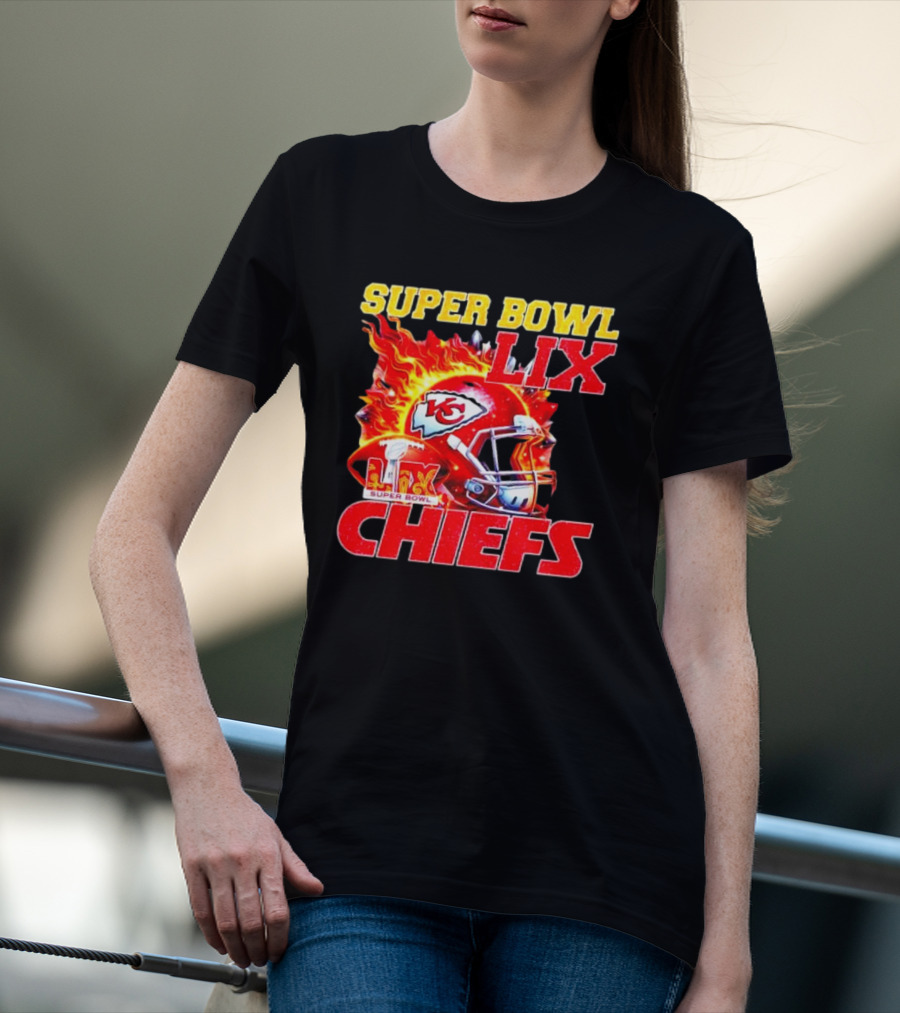 Super Bowl LIX Kansas City Chiefs Flaming Helmet Chiefs T-Shirt
