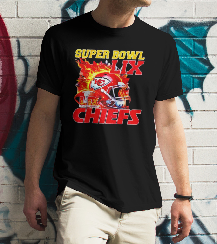 Super Bowl LIX Kansas City Chiefs Flaming Helmet Chiefs T-Shirt