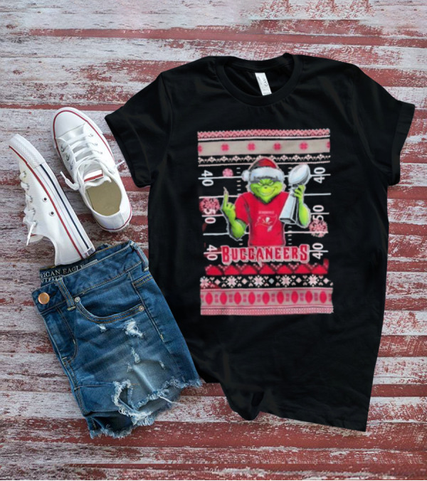 Tampa Bay Buccaneers Grinch Christmas Super Bowl Trophy Ugly Sweater T-Shirt