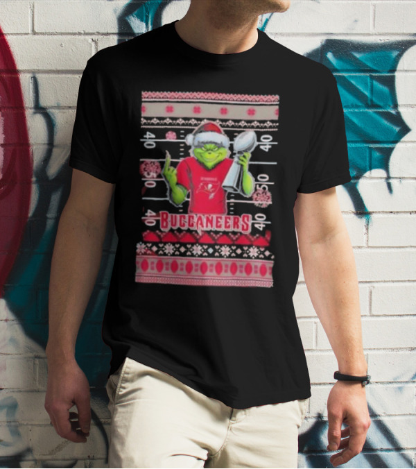 Tampa Bay Buccaneers Grinch Christmas Super Bowl Trophy Ugly Sweater T-Shirt