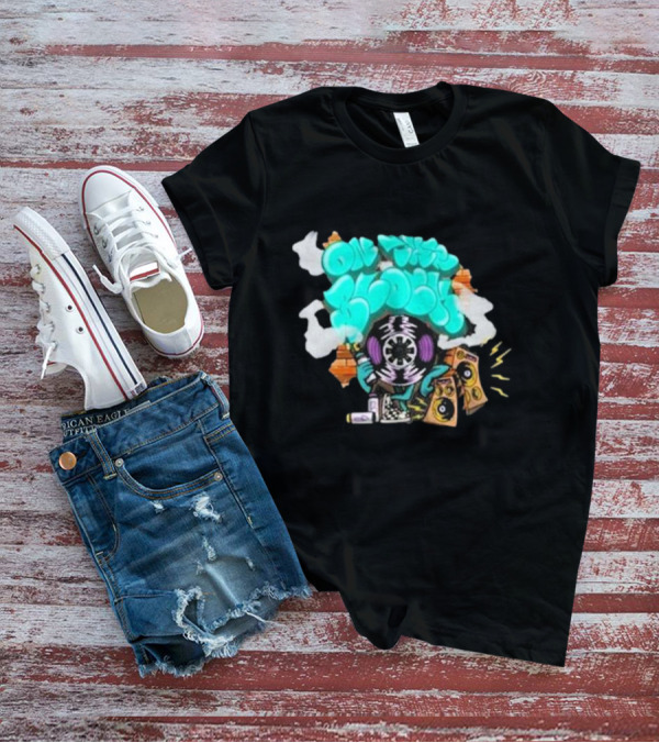 Old This Block Graffiti Tape Art With Speakers And Lightning T-Shirt
