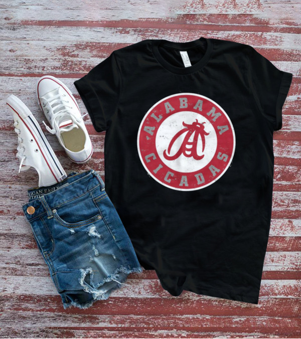 Alabama Cicadas Team Red Emblem With Stylized Bug T-Shirt