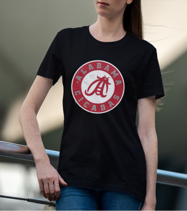 Alabama Cicadas Team Red Emblem With Stylized Bug T-Shirt
