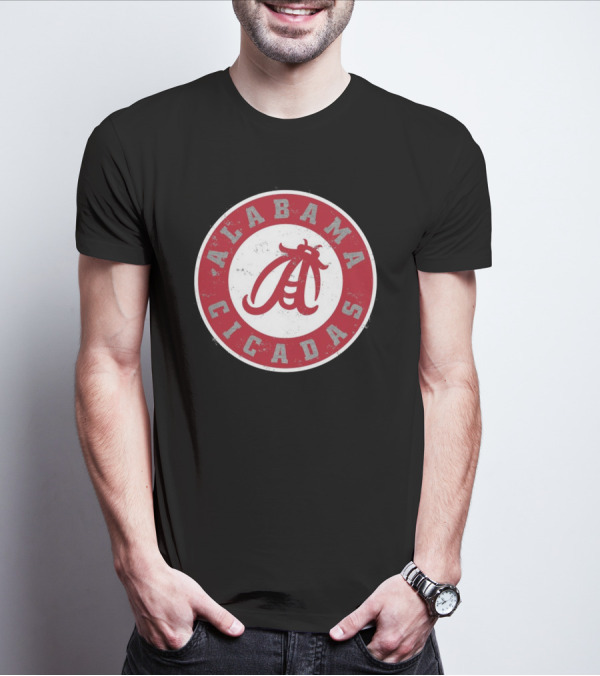 Alabama Cicadas Team Red Emblem With Stylized Bug T-Shirt
