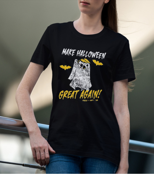 Make Halloween Great Again Ghost With Yellow Bats T-Shirt