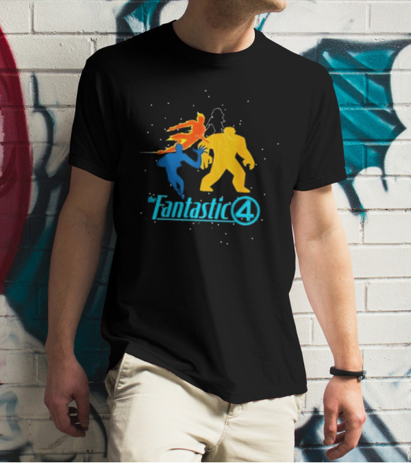Fantastic Four Team Explosive Silhouette Action T-Shirt