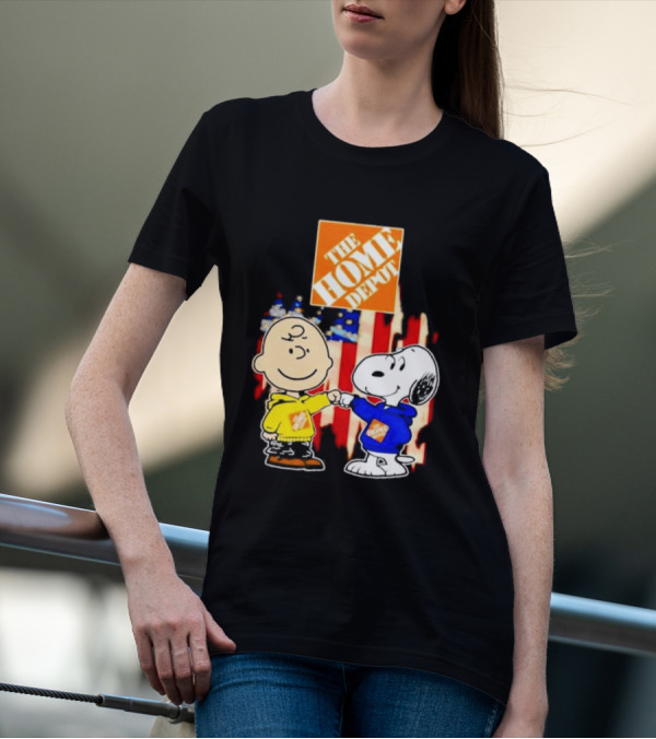 The Home Depot Charlie Brown Snoopy American Flag T-Shirt