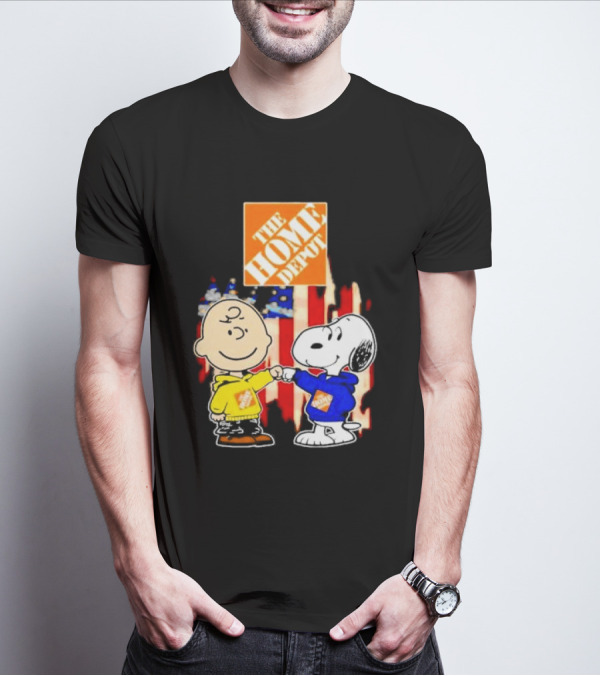 The Home Depot Charlie Brown Snoopy American Flag T-Shirt