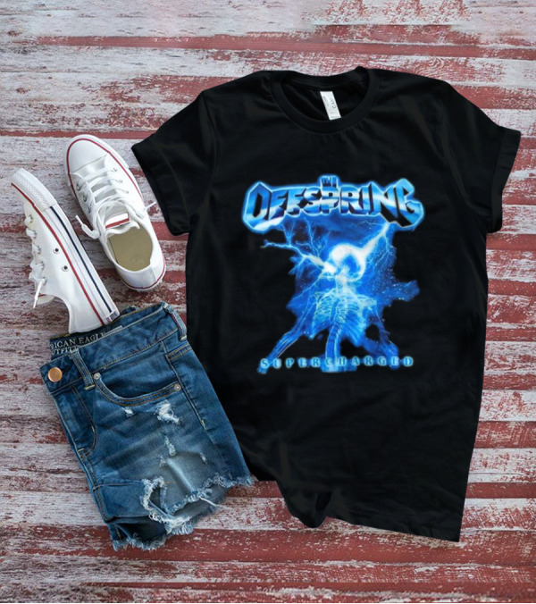 The Offspring Supercharged Worldwide Tour 2025 Japan & Australia Electric Blue Lightning Skeleton T-Shirt