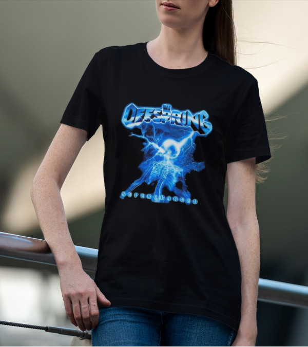 The Offspring Supercharged Worldwide Tour 2025 Japan & Australia Electric Blue Lightning Skeleton T-Shirt