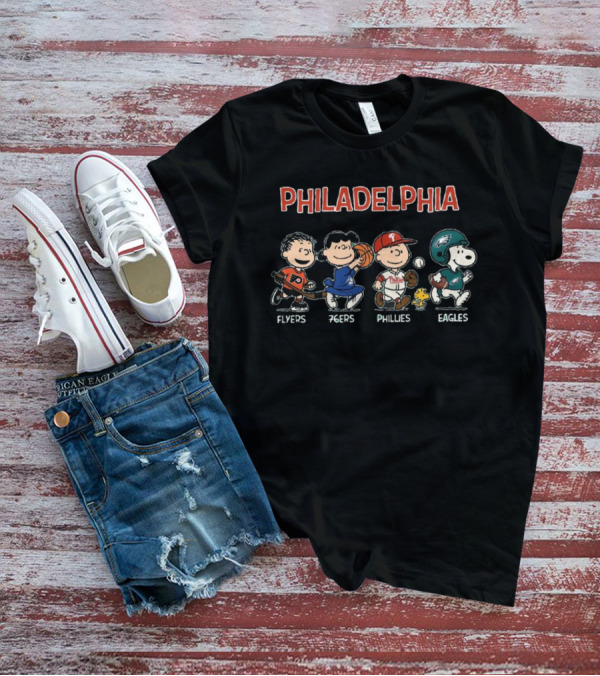 Philadelphia Peanuts Characters Flyers 76ers Phillies Eagles T-Shirt