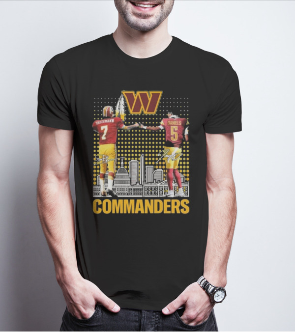 Commanders Theismann Daniels Football Signatures T-Shirt