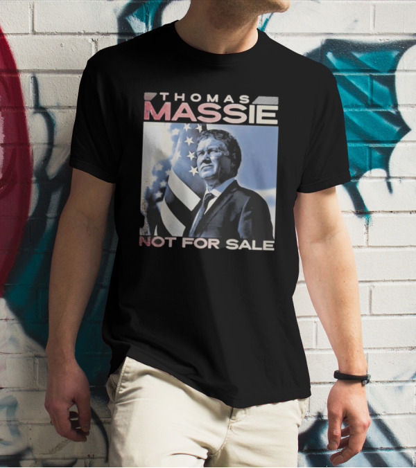 Thomas Massie Not For Sale American Flag Portrait T-Shirt