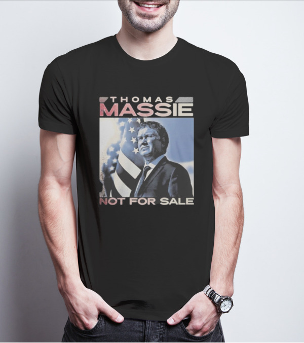 Thomas Massie Not For Sale American Flag Portrait T-Shirt