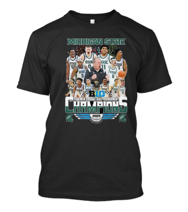 Michigan State Basketball 2025 TIAA Men's Tournament Champions Big Ten Celebration T-Shirt