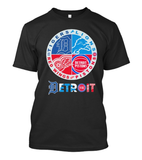 Tigers Lions Red Wings Pistons Detroit Sports Logos T-Shirt