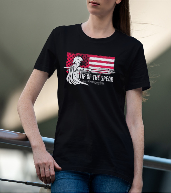 Tip Of The Spear Spartans American Flag RealAlexJones.com T-Shirt