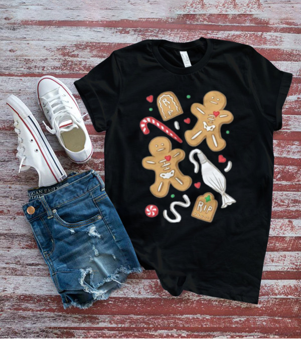Totally Normal Gingerbread Skeletons RIP Cookies And Candy Cane T-Shirt