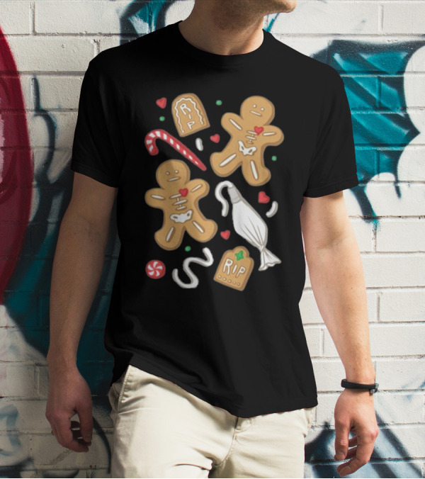 Totally Normal Gingerbread Skeletons RIP Cookies And Candy Cane T-Shirt