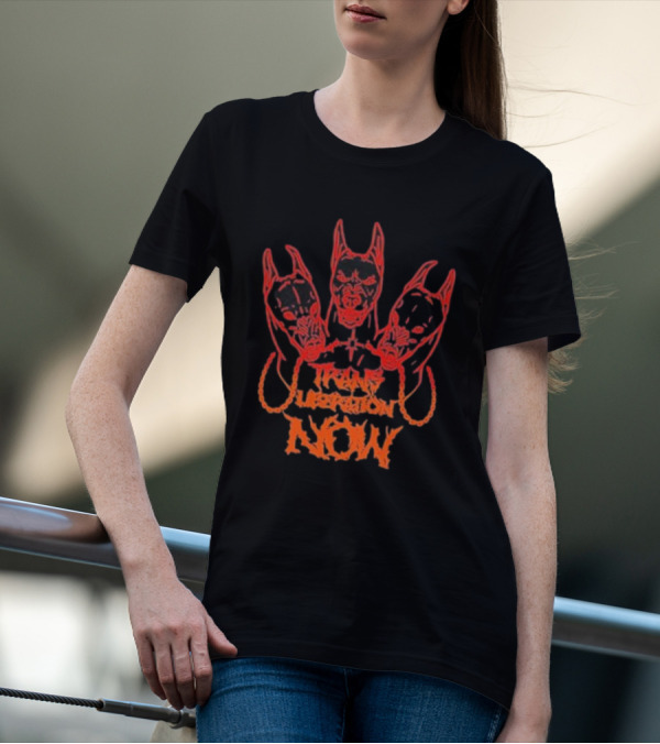 Trans Liberation Now Three Red Bull Dog Faces T-Shirt