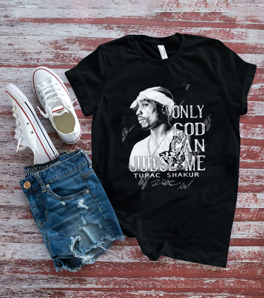 Tupac Shakur Only God Can Judge Me Signature Bandana Tribute T-Shirt