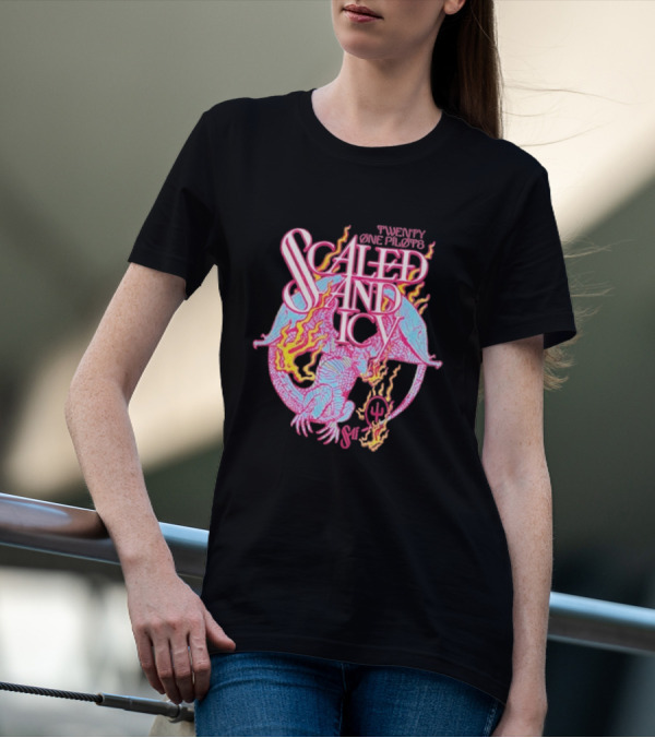 Twenty One Pilots Scaled And Icy Dragon Flame Artwork T-Shirt