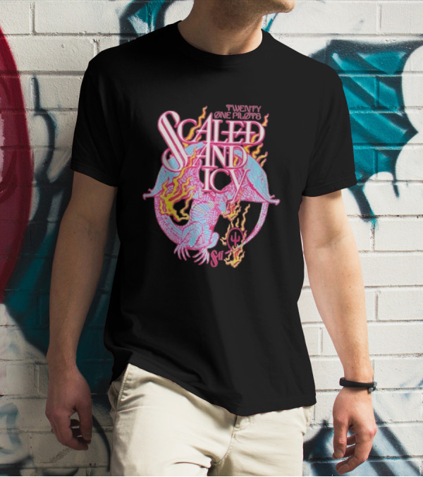 Twenty One Pilots Scaled And Icy Dragon Flame Artwork T-Shirt