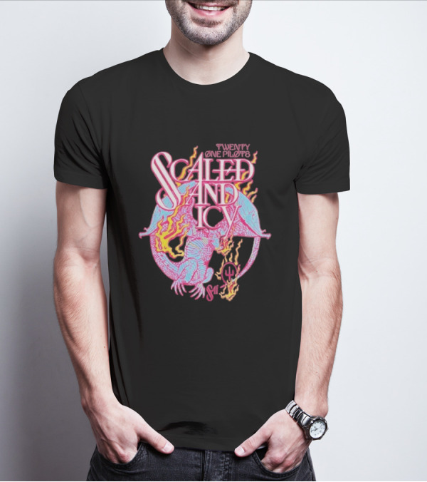 Twenty One Pilots Scaled And Icy Dragon Flame Artwork T-Shirt