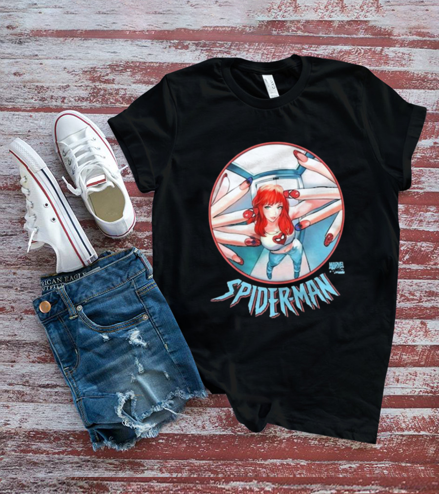 Marvel Comics Spider-Man Cover Girl In Red Hair With Spider Nails T-Shirt