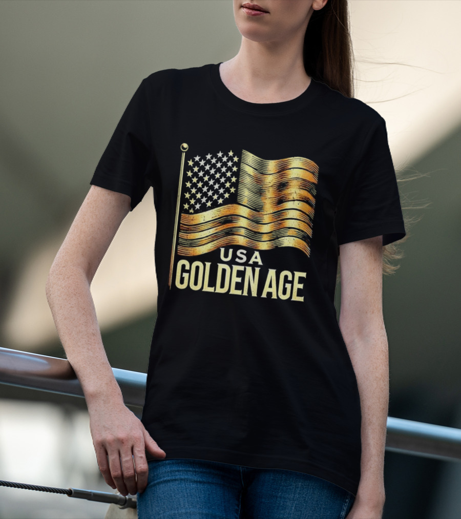 USA Golden Age Golden American Flag T-Shirt
